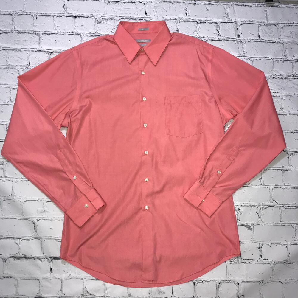 Peach VAN HEUSEN  Poplin Dress Shirt